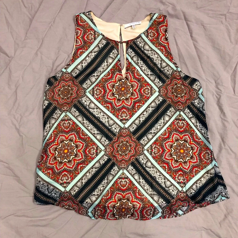 Lavender Brown. Women’s Blouse. Sleeveless. XL. Viscose/polyester. Pattern. - Picture 1 of 7
